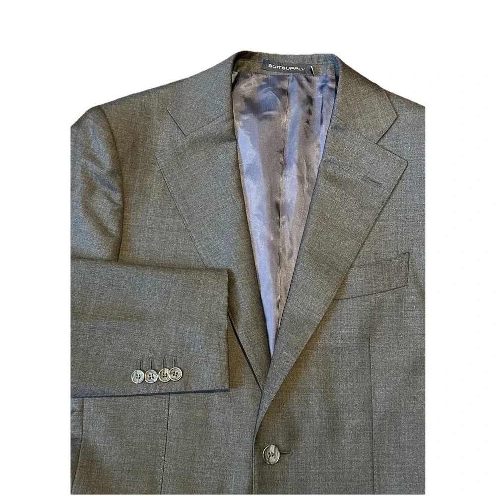SUITSUPPLY Lazio Gray Sports Coat 34R Super‎ 110s Wool Slim Fit Blazer Jacket